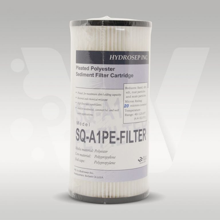 Pleated washable sediment filter 10" x 4.5" and 20 microns.