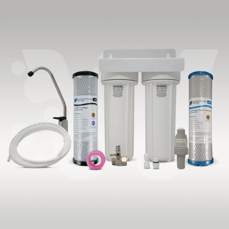 Undersink Water Filter System to remove chlorine and heavy metals