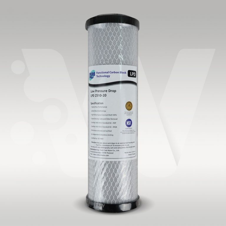 Low Pressure Drop Coconut Carbon Block Filter 10” x 2.5” 20 Micron