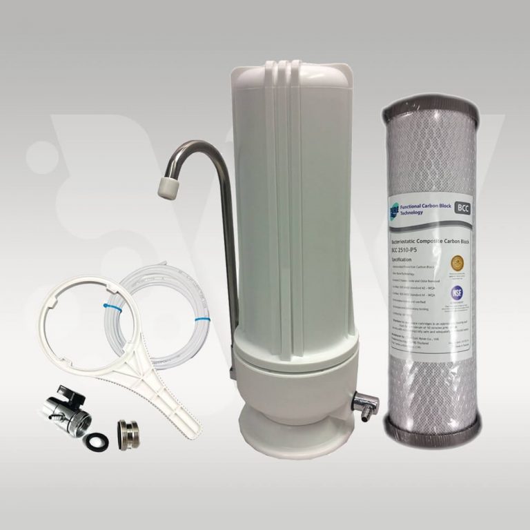 Single Bench Top Water Filter System With Silver Impreganted Carbon Filter