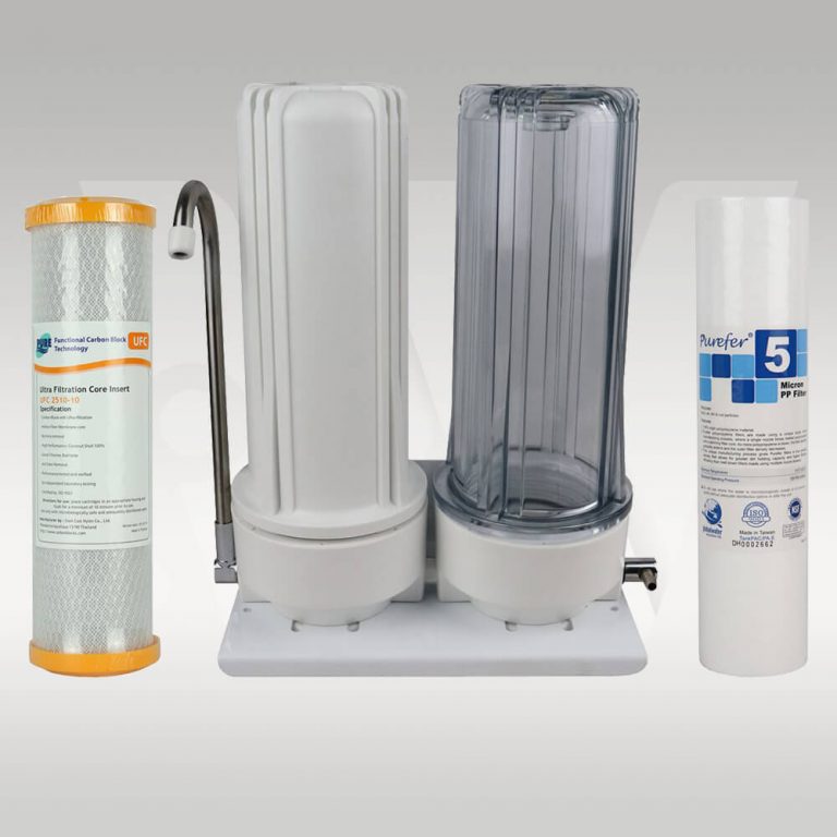 Twin Bench Top Water Filter System For Bacterial Removal And Taste/Odour Improvement