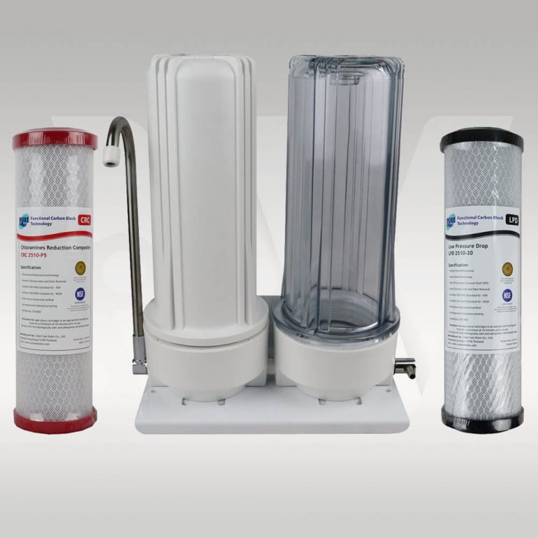 Twin Bench Top Water Filter System With Heavy Metal Reduction Carbon Filter