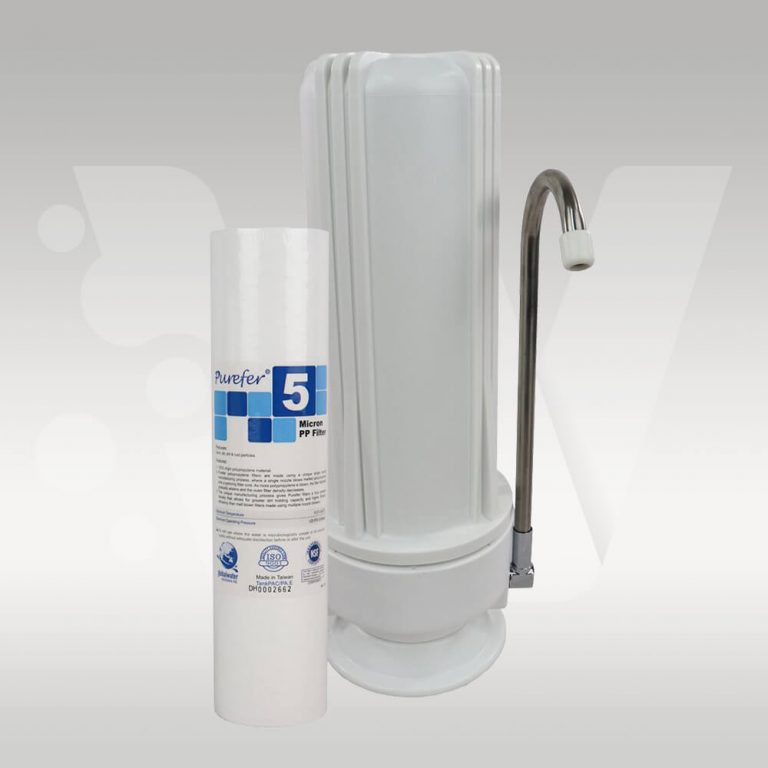 Single Bench Top Water Filter System With 5 Micron Polyspun Sediment Removal Filter