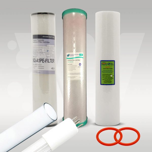 Puretec Hybrid G13 and R11 Service Kit including sediment filters, carbon block filter and UV spare parts.