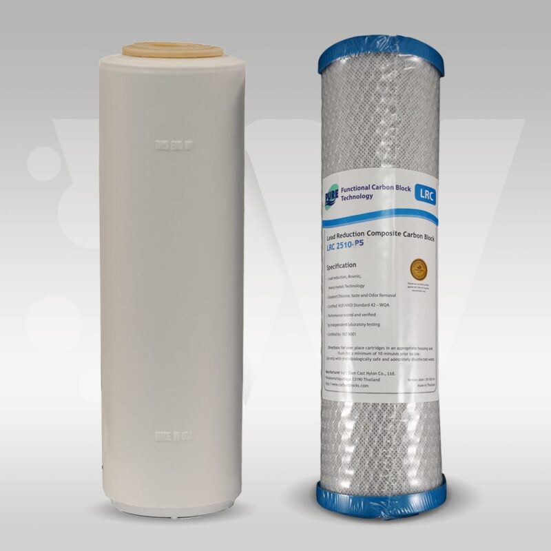Fluoride and heavy metals replacement water filter twin pack. 10" x 2.5".