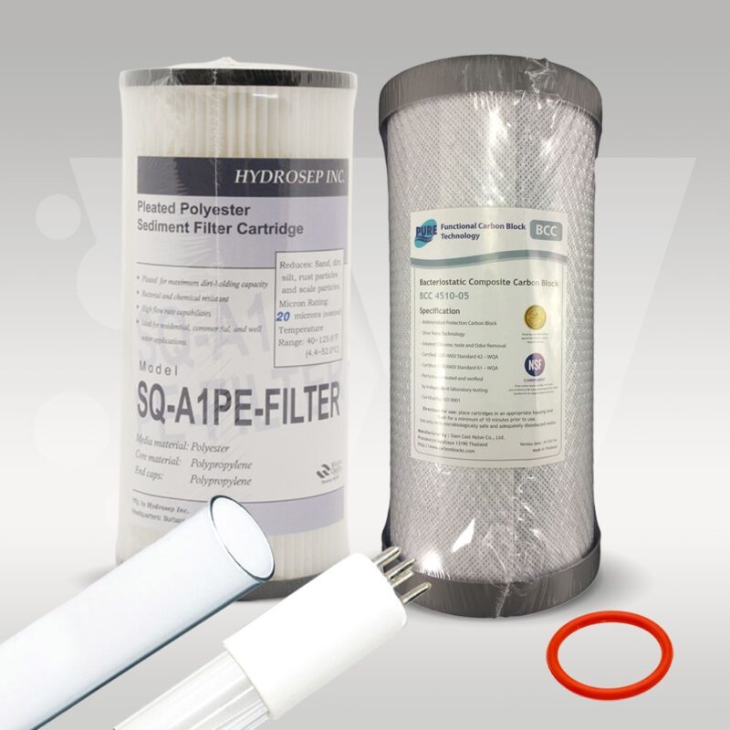 UV Guard CWP30 service kit with filters, uv lamp and quartz sleeve.